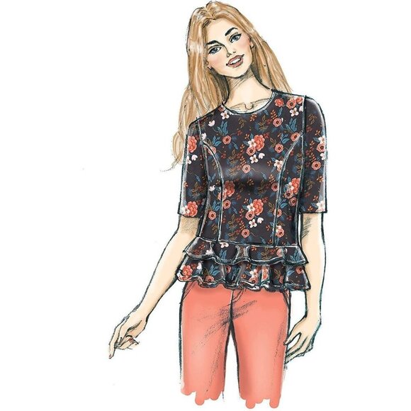 Butterick Sewing Pattern 6595 Women's Ruffle Blouse Size 14-22 - Picture 4 of 6